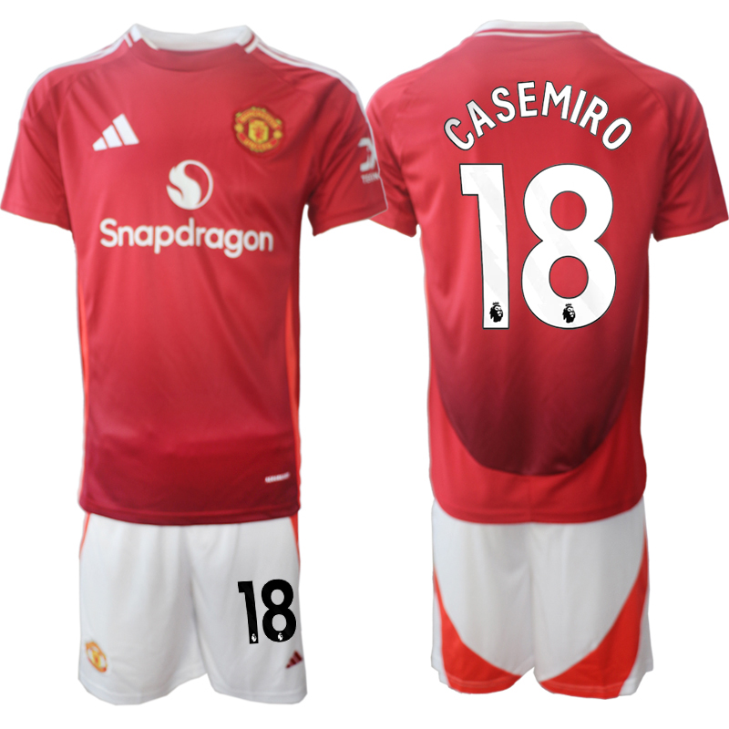 Men 2024-2025 Club Manchester United home Red #18 Soccer Jersey